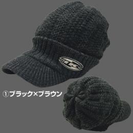 イマカツ IK KNIT CAP+BRIM ブラックXブラウン