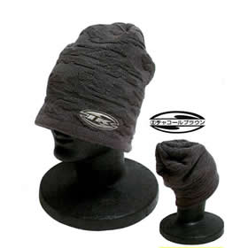 イマカツ IK KNIT CAP GATHER チャコールブラウン